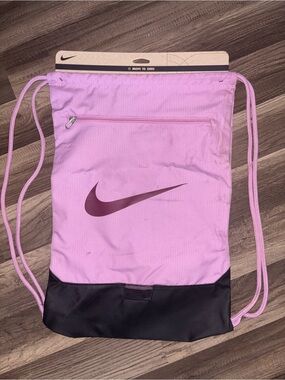 Nike Pink Drawstring Backpack with Black Base
